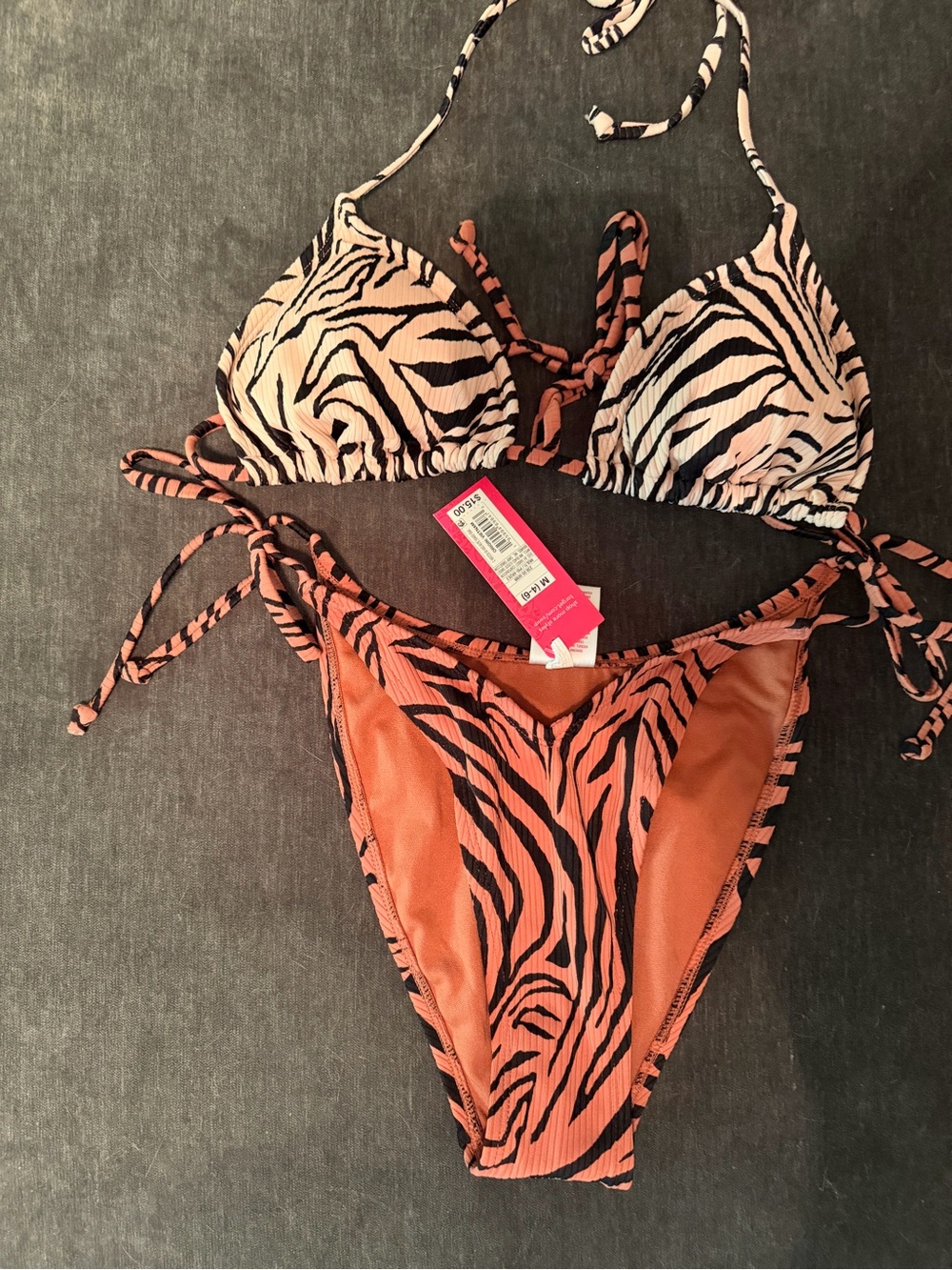Xhilaration Brownand Black Zebra Print String Bikini